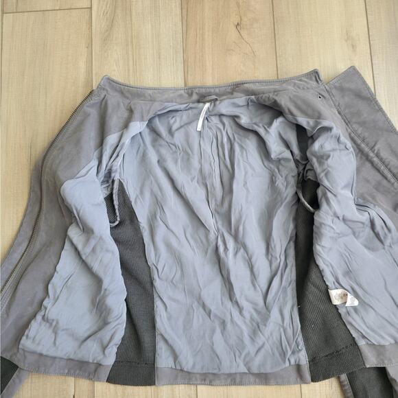 Free People Gray Faux Vegan Leather Zip Up Moto Jacket Women Sz 10 - Picture 11 of 16